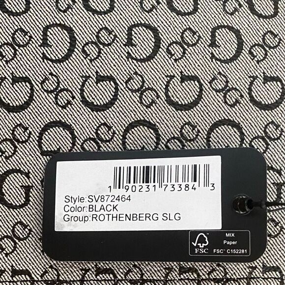 NWT New GUESS Black Rothenberg Monogram Clutch/Wristlet Bag Purse - Picture 5 of 6